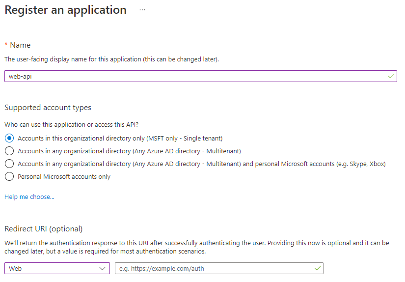 create application registration